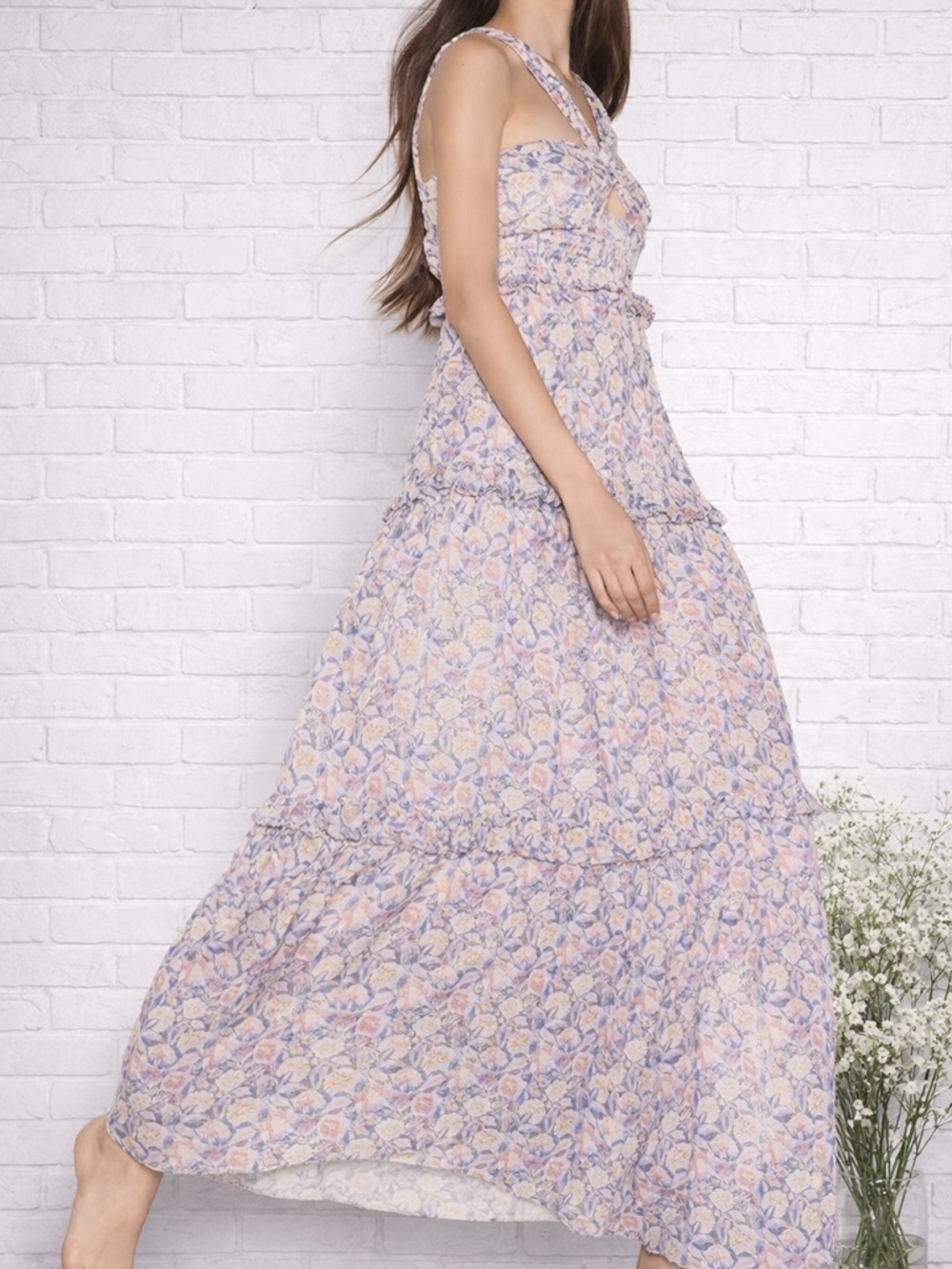 SAYLOR Kandacy Maxi Dress in Dahlia Floral Block Print Size XS